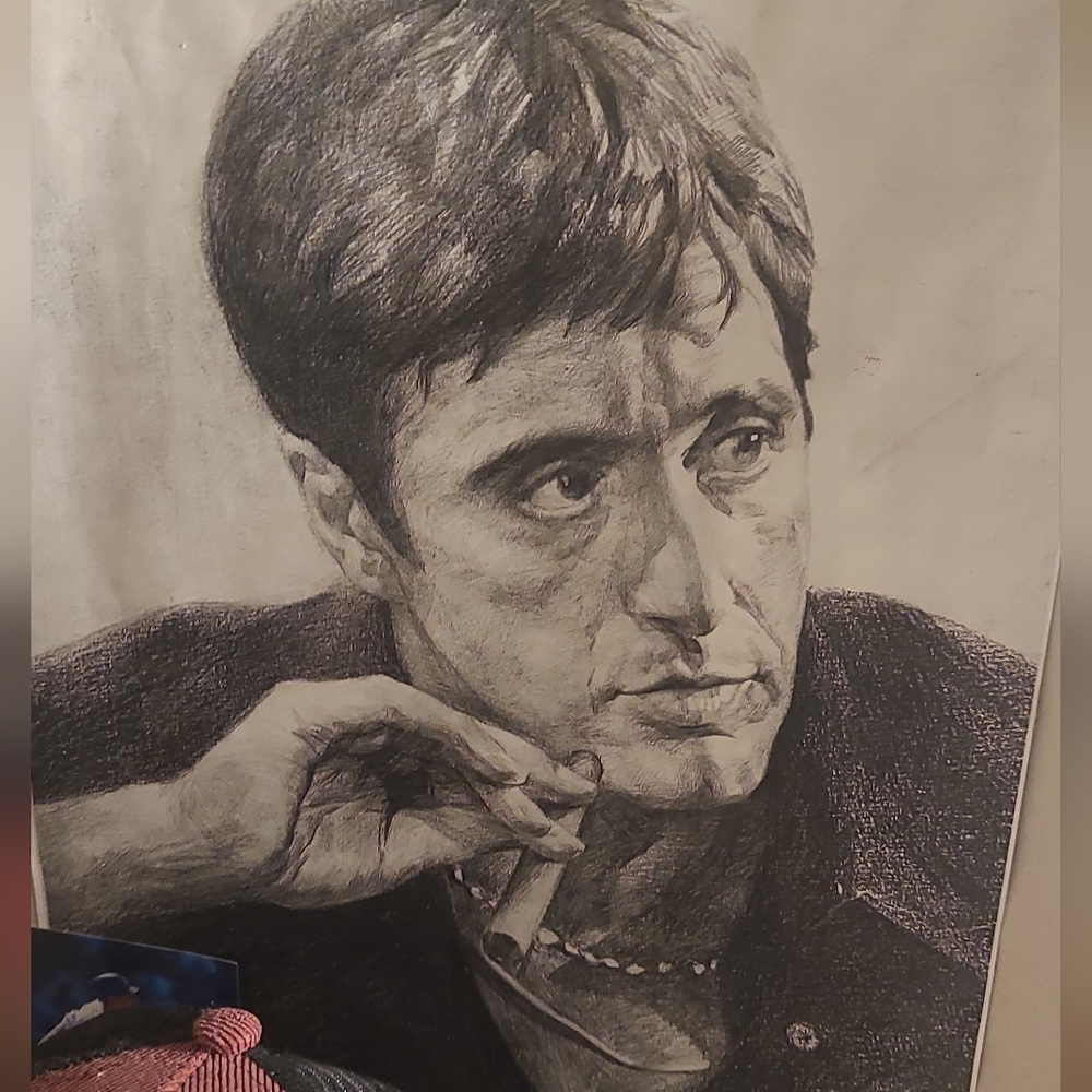 Black and White Portrait Charcoal Art Print - Unbranded